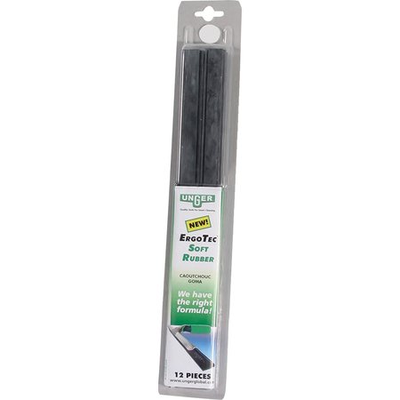 UNGER Blister Pack, Soft Rubber, 16"L, Black, PK 12 UNGRT400